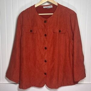 Samantha Grey Jacket Western Faux Suede Rust Button Pocket 16 Souhwestern Office